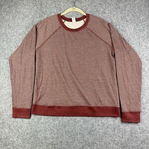Marine Layer Reversible Raglan Shirt Womens XL Maroon Cream Polka Dot Crew Top